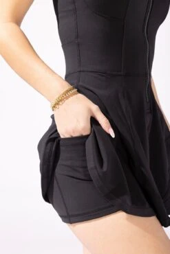 Matchpoint Workout Dress With Zipper - Black -Quality Sport Wear 14 OPF9356