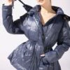 Pearl Peplum Puffer Jacket - Navy