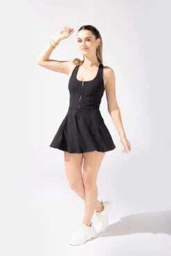 Matchpoint Workout Dress With Zipper - Black -Quality Sport Wear 24 OPF9412
