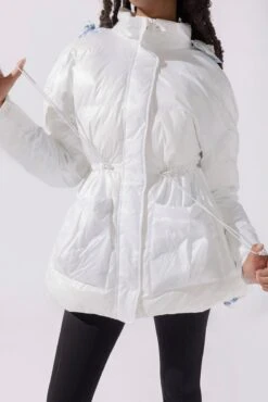 Pearl Peplum Puffer Jacket - White -Quality Sport Wear 4 OPF0055