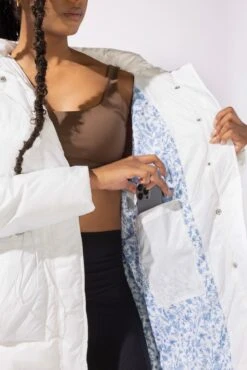 Pearl Peplum Puffer Jacket - White -Quality Sport Wear 40 OPF0257