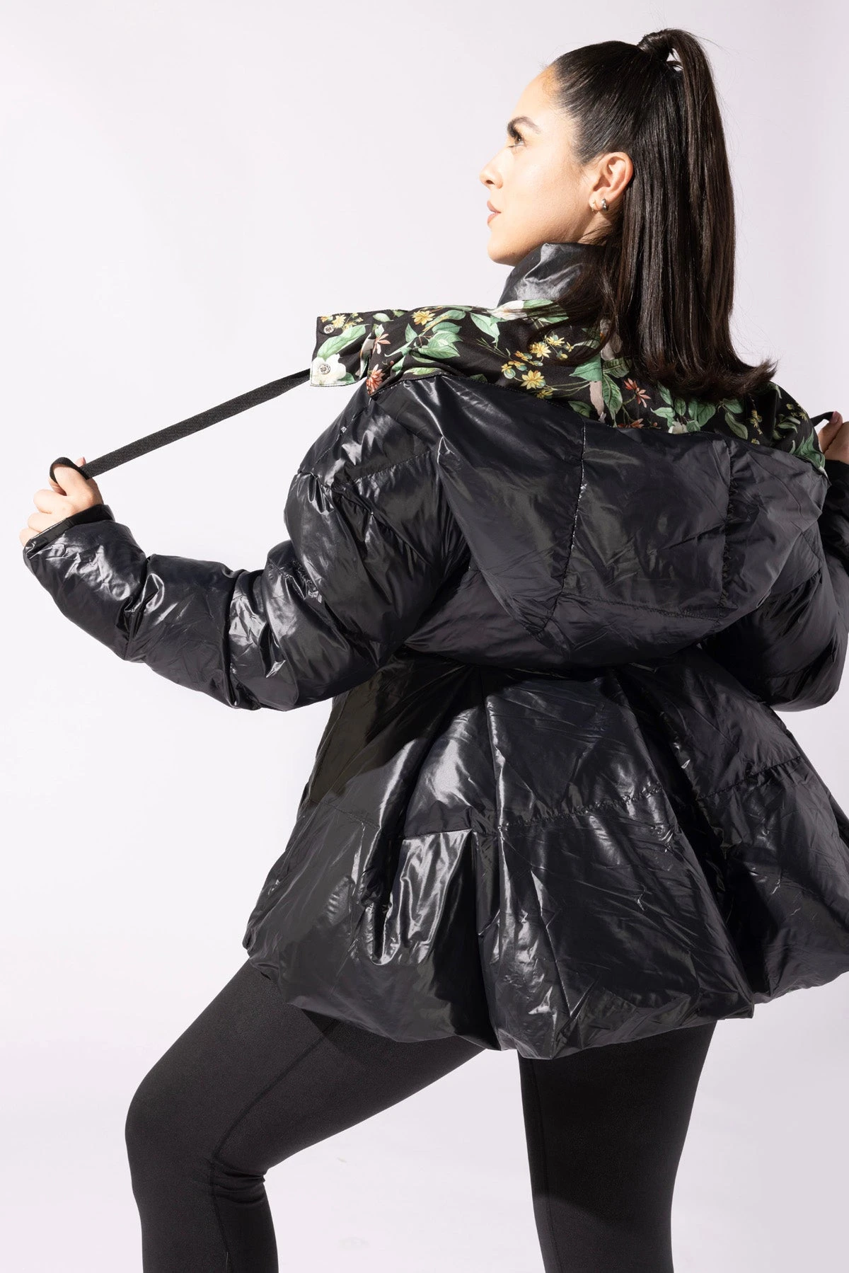 Pearl Peplum Puffer Jacket - Black 5 Pearl Peplum Puffer Jacket - Black - Image 5