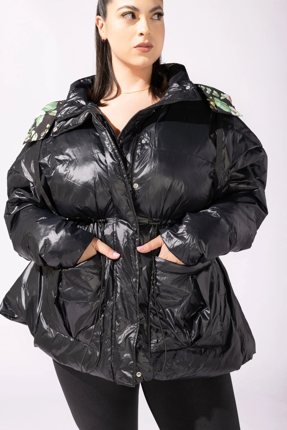 Pearl Peplum Puffer Jacket - Black 2 Pearl Peplum Puffer Jacket - Black - Image 2