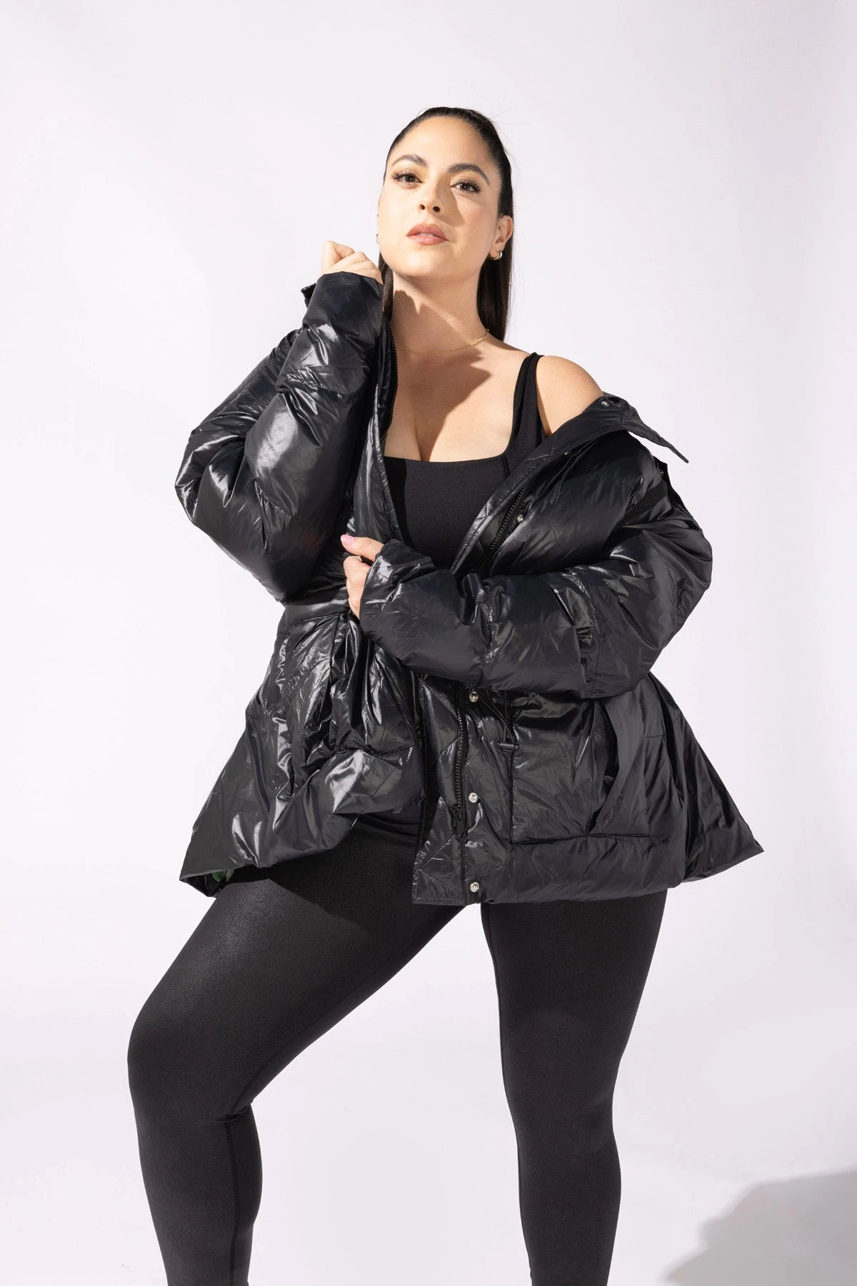 Pearl Peplum Puffer Jacket - Black 8 Pearl Peplum Puffer Jacket - Black - Image 8