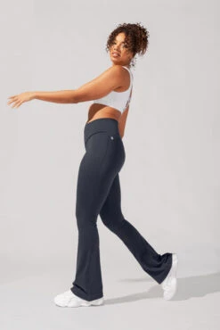 Crisscross Hourglass® Flared Leggings With Pockets - Smoky Navy -Quality Sport Wear AysiaOutfit6 38117 Edit