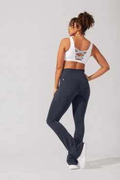 Crisscross Hourglass® Flared Leggings With Pockets - Smoky Navy -Quality Sport Wear AysiaOutfit6 38150 Edit