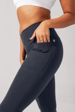 Crisscross Hourglass® Flared Leggings With Pockets - Smoky Navy -Quality Sport Wear AysiaOutfit6 38196 Edit
