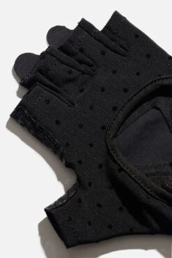 Luxe Mesh Training Gloves - Black Dot -Quality Sport Wear BF PF Black PokaDot Mesh Gloves Pattern Detail