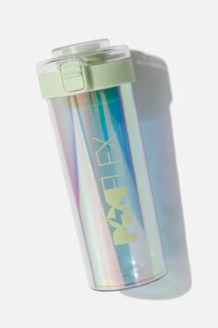 Iridescent Shaker Bottle - Light Green -Quality Sport Wear BF PF Iridescent Protein Bottle Green Flat