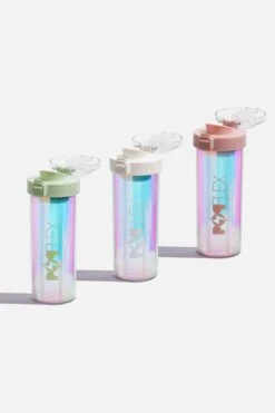 Iridescent Shaker Bottle - Cream 17 Iridescent Shaker Bottle - Cream -Quality Sport Wear BF PF Iridescent Protein Bottles Group Angled Open