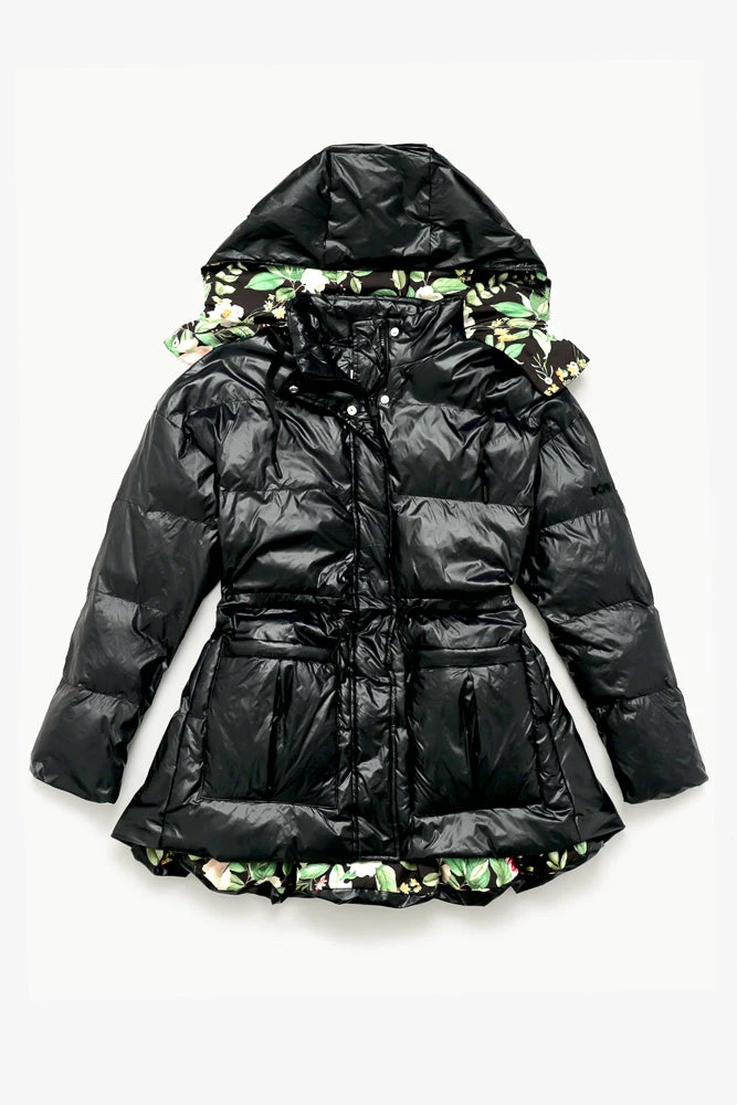 Pearl Peplum Puffer Jacket - Black 11 Pearl Peplum Puffer Jacket - Black - Image 11