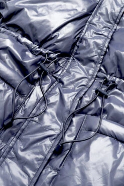 Pearl Peplum Puffer Jacket - Navy -Quality Sport Wear BF PF Pearl Puffer Coat Navy Detail Edit