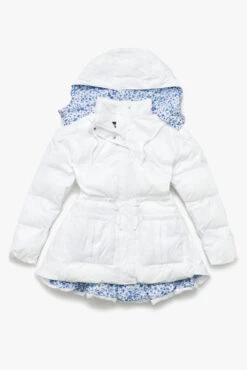 Pearl Peplum Puffer Jacket - White -Quality Sport Wear BF PF Pearl Puffer Coat White Front Edit