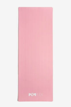 CloudCushion Vegan Suede Yoga Mat - Prismatic 0.5” Thick -Quality Sport Wear BF PF Pink Prisma Thick YogaMat Flat BackView