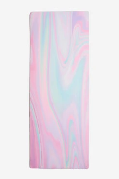 CloudCushion Vegan Suede Yoga Mat - Prismatic 0.5” Thick -Quality Sport Wear BF PF Pink Prisma Thick YogaMat Flat FrontView