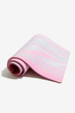 CloudCushion Vegan Suede Yoga Mat - Prismatic 0.5” Thick -Quality Sport Wear BF PF Pink Prisma Thick YogaMat Half Rolled