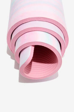 CloudCushion Vegan Suede Yoga Mat - Prismatic 0.5” Thick -Quality Sport Wear BF PF Pink Prisma Thick YogaMat Rolled Detail