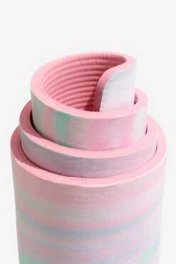 CloudCushion Vegan Suede Yoga Mat - Prismatic 0.5” Thick -Quality Sport Wear BF PF Pink Prisma Thick YogaMat Standinf Detail