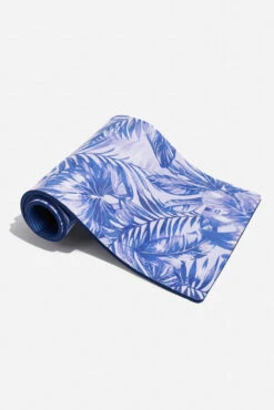 CloudCushion Vegan Suede Yoga Mat - Blue Jungle 0.5” Thick -Quality Sport Wear BF PF Thick Yoga Mat Blue Jungle Half Rolled Edit 1