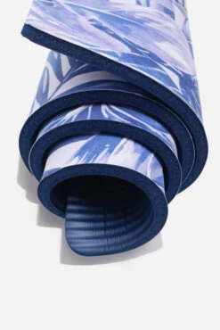 CloudCushion Vegan Suede Yoga Mat - Blue Jungle 0.5” Thick -Quality Sport Wear BF PF Thick Yoga Mat Blue Jungle Rolled Detail Edit 1