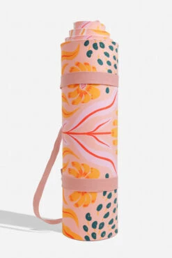CloudCushion Vegan Suede Yoga Mat - Mandarin Hypnosis 0.5” Thick -Quality Sport Wear BF PF Thick Yoga Mat Pink Floral Standing Edit 1