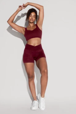Crisscross Hourglass® Seamless Midi Shorts - Garnet -Quality Sport Wear BeMySweetheartCropTop CCHGShorts Garnet 2561 Edit