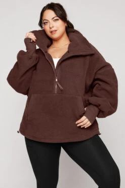 Big Hug Fleece Half Zip Sweater - Chocolate -Quality Sport Wear BigHugFleeceHalfZipSweater Chocolate E1020 02653 Edit