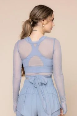 Bow Back Long Sleeve Mesh Top - Blue Storm -Quality Sport Wear BowBackLongSleeveMeshTop BlueStorm B1029 02450