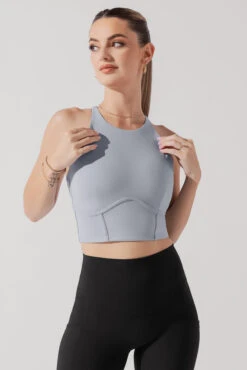 Cleo Corset Crop Bralette - Blue Stone -Quality Sport Wear CleoCropBra BlueStone A1003 0869 Edit