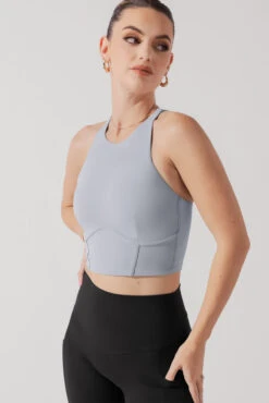 Cleo Corset Crop Bralette - Blue Stone -Quality Sport Wear CleoCropBra BlueStone A1003 0872 Edit