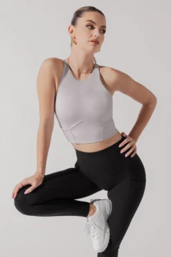 Cleo Corset Crop Bralette - Smoky Lilac -Quality Sport Wear CleoCropBraSmokyLilac A1003 0739 Edit