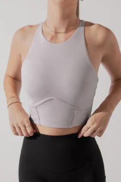 Cleo Corset Crop Bralette - Smoky Lilac -Quality Sport Wear CleoCropBraSmokyLilac A1003 0769 Edit