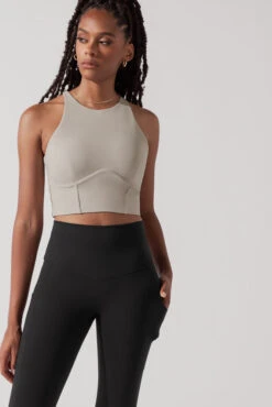 Cleo Corset Crop Bralette - Taupe -Quality Sport Wear CleoCropBraTaupe A1003 0626 Edit