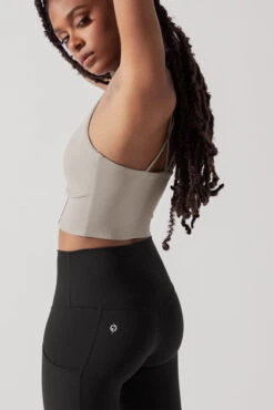 Cleo Corset Crop Bralette - Taupe -Quality Sport Wear CleoCropBraTaupe A1003 0654 Edit