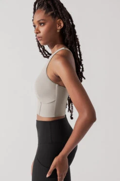 Cleo Corset Crop Bralette - Taupe -Quality Sport Wear CleoCropBraTaupe A1003 0660 Edit