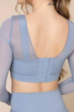 Quality Sport Wear -Quality Sport Wear CoquetteLongSleeveMeshBra Blue Storm 1032 03861