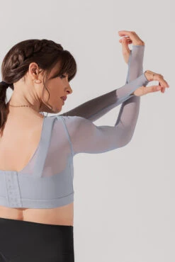 Coquette Long Sleeve Mesh Bra - Blue Stone -Quality Sport Wear CoquetteLongSleeveMeshBra BlueStone 1032 0039 Edit