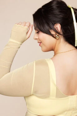 Coquette Long Sleeve Mesh Bra - Buttercream -Quality Sport Wear CoquetteLongSleeveMeshBra FrenchButtercream 1032 01135 Edit