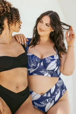 Boardwalk Bombshell Bikini Top - Blue Palm -Quality Sport Wear Cup FabricDuo 44379 Edit 1