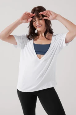 Daring Deep V Tee - White -Quality Sport Wear DaringDeepVTee White B1025 0218 Edit