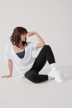 Daring Deep V Tee - White -Quality Sport Wear DaringDeepVTee White B1025 0246 Edit