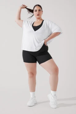 Daring Deep V Tee - White -Quality Sport Wear DaringDeepVTee White B1025 1871 Edit