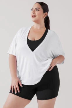 Daring Deep V Tee - White -Quality Sport Wear DaringDeepVTee White B1025 1876 Edit