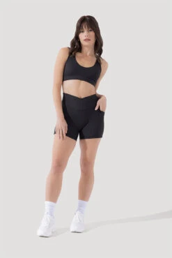 Crisscross Hourglass® Midi Shorts With Pockets (Ribbed) - Dark Charcoal -Quality Sport Wear Deep Darling Bra 1028 CCHG Midi Shorts Dark Charcoal Ribbed 4015 0487