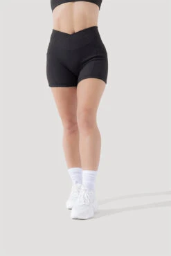 Crisscross Hourglass® Midi Shorts With Pockets (Ribbed) - Dark Charcoal -Quality Sport Wear Deep Darling Bra 1028 CCHG Midi Shorts Dark Charcoal Ribbed 4015 0551