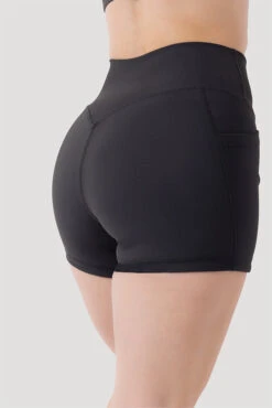 Crisscross Hourglass® Midi Shorts With Pockets (Ribbed) - Dark Charcoal -Quality Sport Wear Deep Darling Bra 1028 CCHG Midi Shorts Dark Charcoal Ribbed 4015 0587