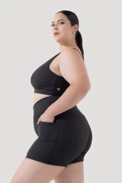 Crisscross Hourglass® Midi Shorts With Pockets (Ribbed) - Dark Charcoal -Quality Sport Wear Deep Darling Bra 1028 CCHG Midi Shorts Dark Charcoal Ribbed 4015 1945