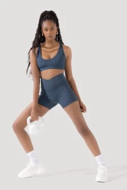 Crisscross Hourglass® Midi Shorts With Pockets (Ribbed) - Dark Navy -Quality Sport Wear Deep Darling Bra 1028 CCHG Midi Shorts Ribbed Navy 4015 1074 Edit 6ea40198 d8c2 47b9 b110 c97d5f125929