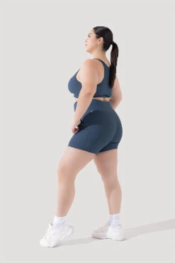 Crisscross Hourglass® Midi Shorts With Pockets (Ribbed) - Dark Navy -Quality Sport Wear Deep Darling Bra 1028 CCHG Midi Shorts Ribbed Navy 4015 1187