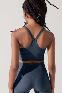 Energy Half Zip Crop Top (Ribbed) - Navy -Quality Sport Wear ENERGYRIBBEDCROPBRAWHALFZIPNAVY1012 0047 Edit 1